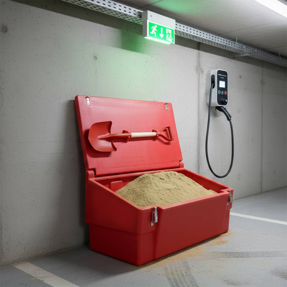 Bac à sable incendie/ à sel de déneigement 100l + grenouillères + pelle-plast'up rotomoulage - Imagen 4