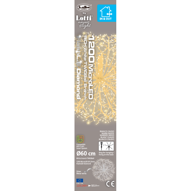 Lotti - Branche Sphère Riche RICH Blanche Ø60cm 1200 MicroLED FlashLED avec Rameaux Lotti - Imagen 8