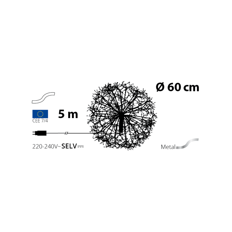 Lotti - Branche Sphère Riche RICH Blanche Ø60cm 1200 MicroLED FlashLED avec Rameaux Lotti - Imagen 9