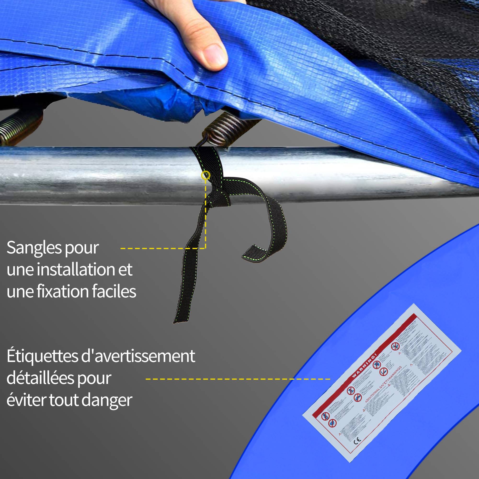 Homcom - Couvre-ressort trampoline Ø 305 cm - coussin de protection des ressorts - rembourrage 1,5 cm - PVC bleu - HOMCOM - Imagen 6