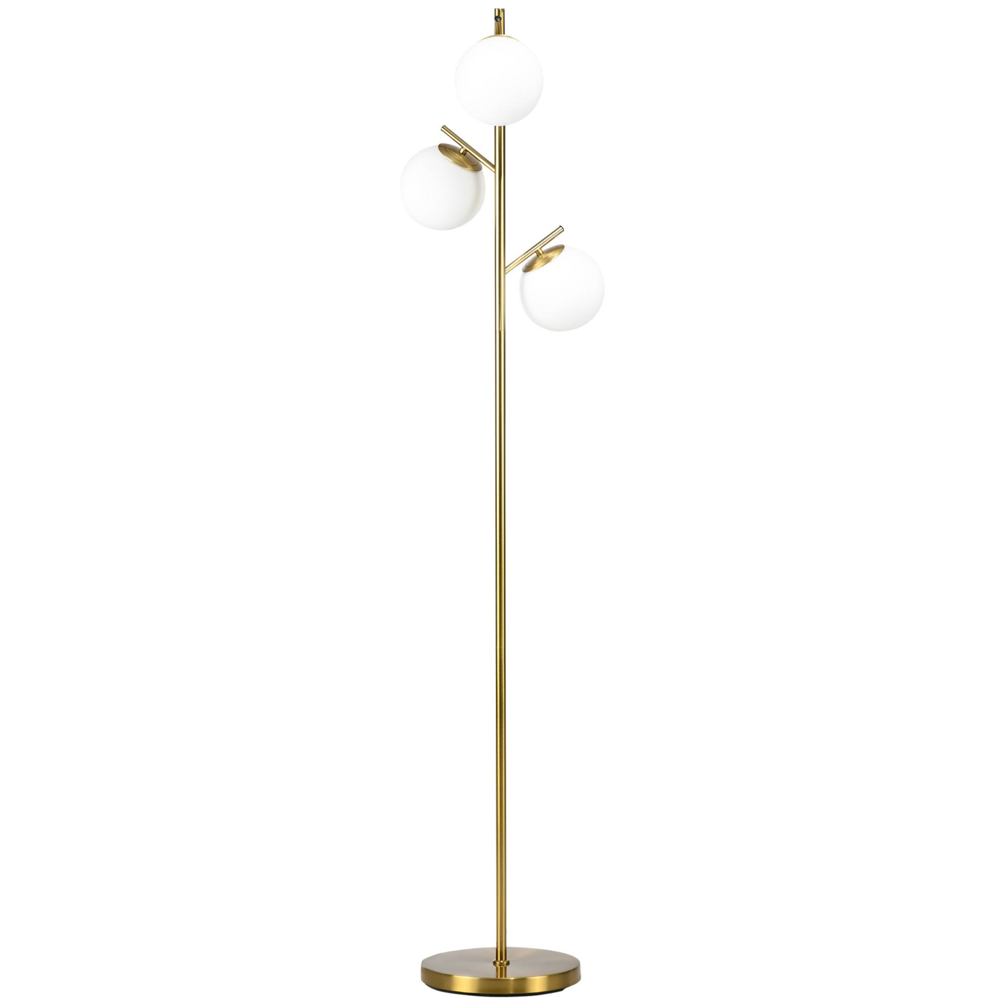Lampadaire de style rétro, lampadaire à 3 abat-jour, verre, doré - Image 2