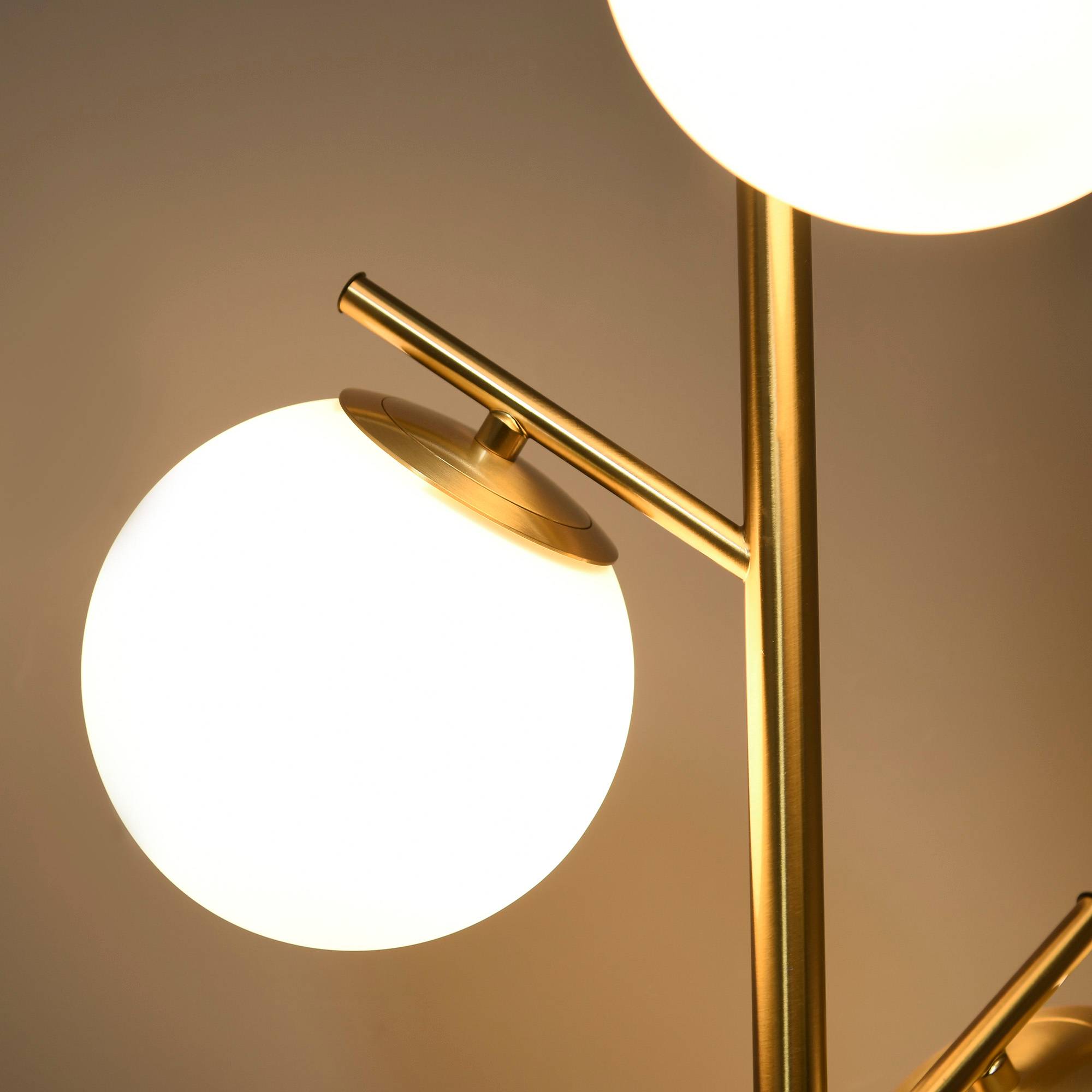 Lampadaire de style rétro, lampadaire à 3 abat-jour, verre, doré - Image 9