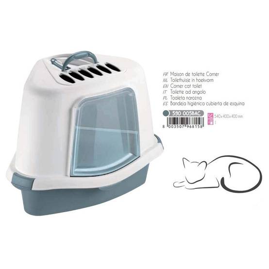Maison de toilette Corner, 54 x 40 x 40 cm, hauteur 40 cm, bleu acier, pour chat. - Image 2