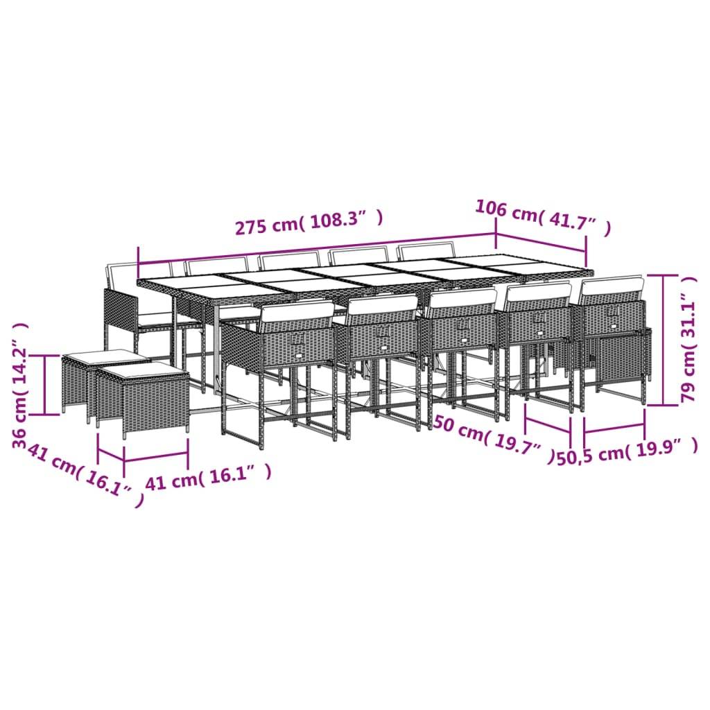 ComfortXL - Grande Table de Jardin 14 Places Beige et Chaises Encastrables en Résine Tressée, Plateau Verre – ComfortXL Outdoor Living - Image 6