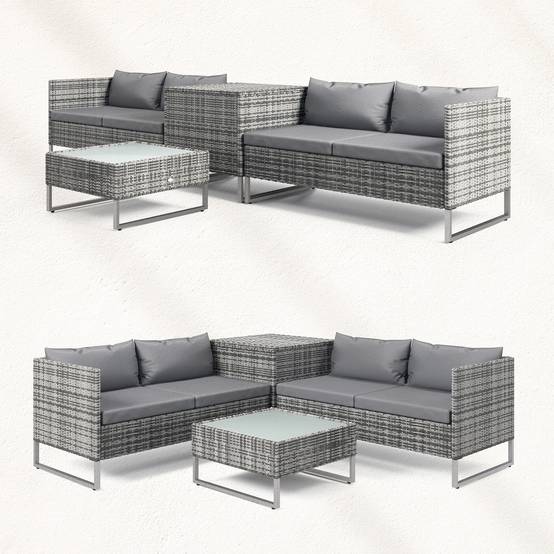 ComfortXL - Salon de jardin modulable 4 pièces acier résine tressée coffre gris - ComfortXL Outdoor Living - Image 10