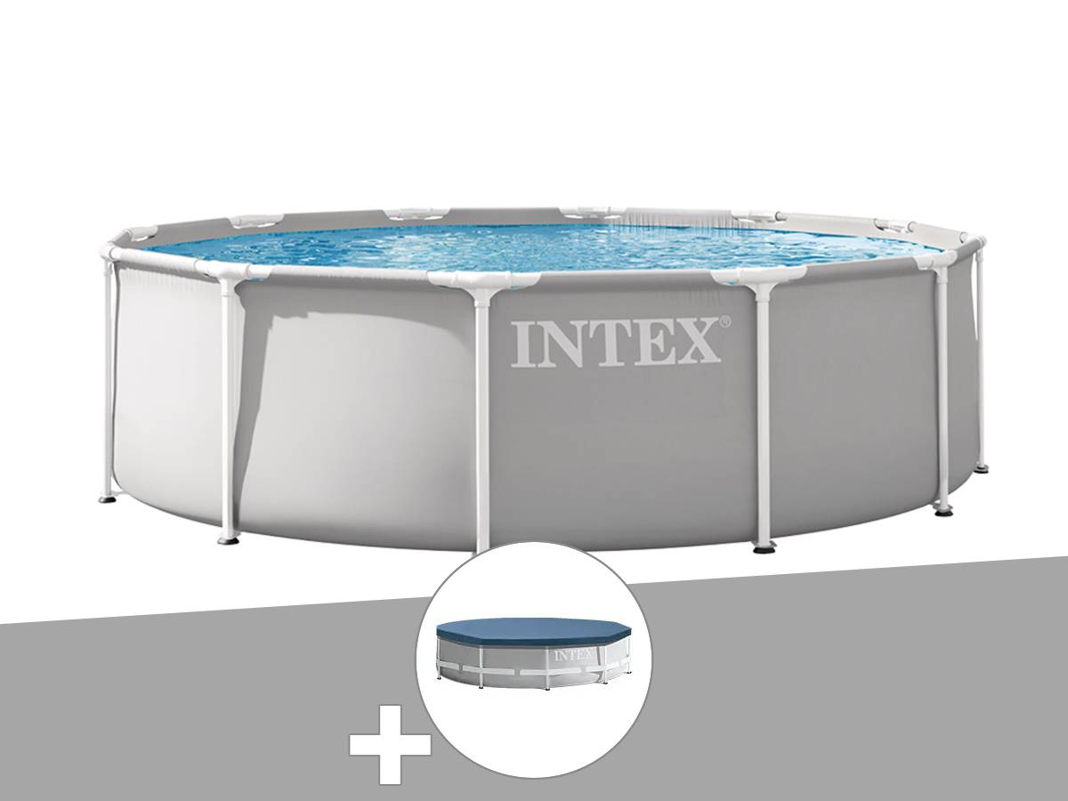 Kit piscine tubulaire Intex Prism Frame ronde 3,66 x 0,99 m + Bâche de protection