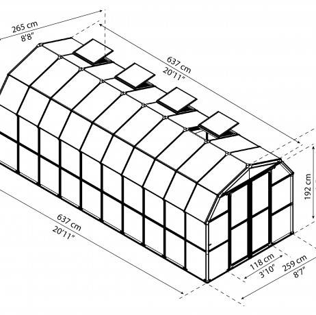 Canopia - Serre de jardin en polycarbonate Rion Grand Gardener 16,50 m², Ancrage au sol Oui - Image 3