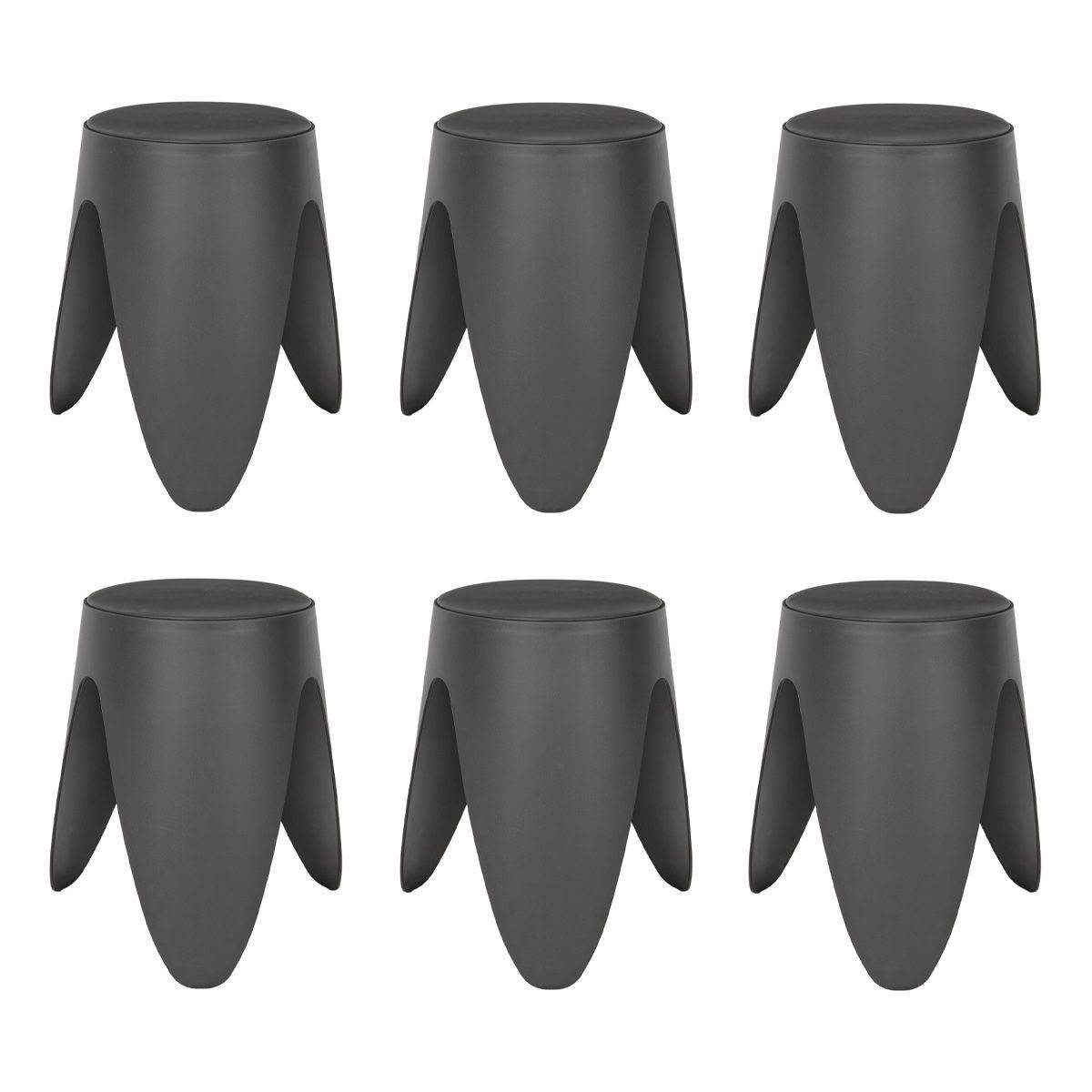 The Home Deco Factory - Lot de 6 Tabourets Empilables "Eve" 46cm Gris - Image 1