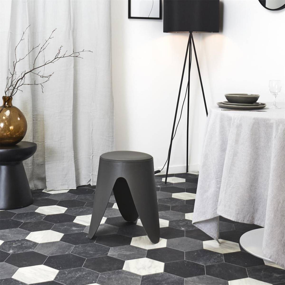 The Home Deco Factory - Lot de 6 Tabourets Empilables "Eve" 46cm Gris - Image 6