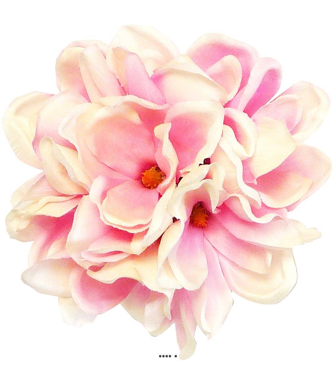 Artificielles - Bouquet de magnolias artificiels 7 têtes Hauteur 24 cm Rose-crème - couleur: Rose-crème - Imagen 1