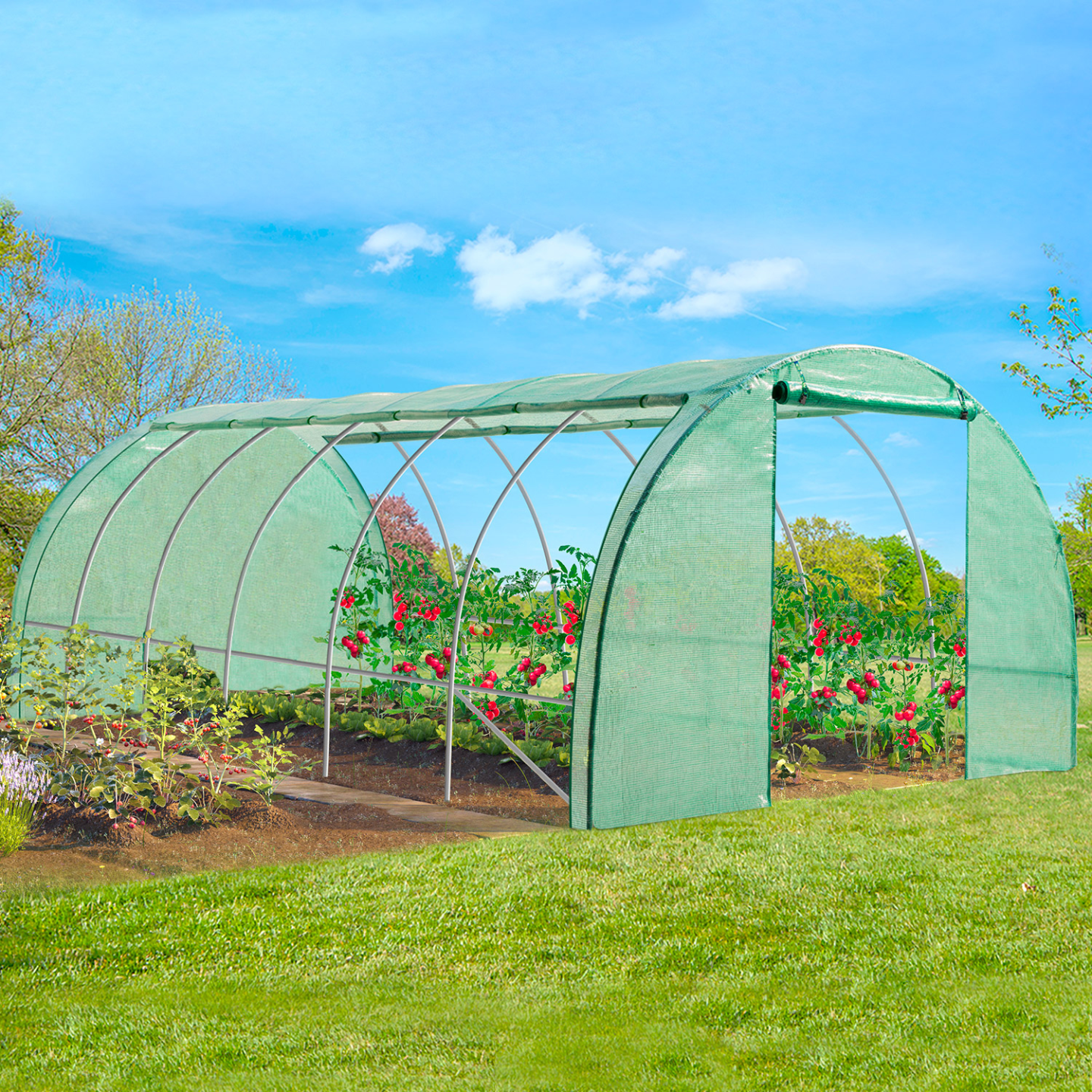 Serre tunnel de jardin 4 saisons 18M² verte gamme maraîchère CRIMÉE 6x3M - Image 1