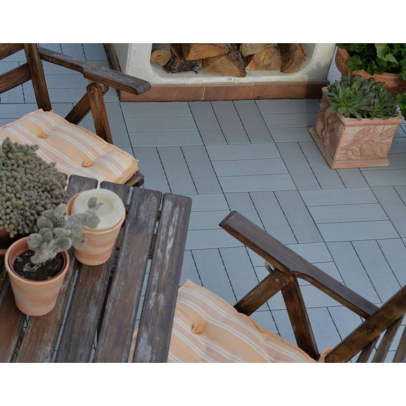 Dalle clipsable jardin finition bois "A l'italienne" - 56 x56 cm - Gris anthracite  - ArtPlast - Imagen 9