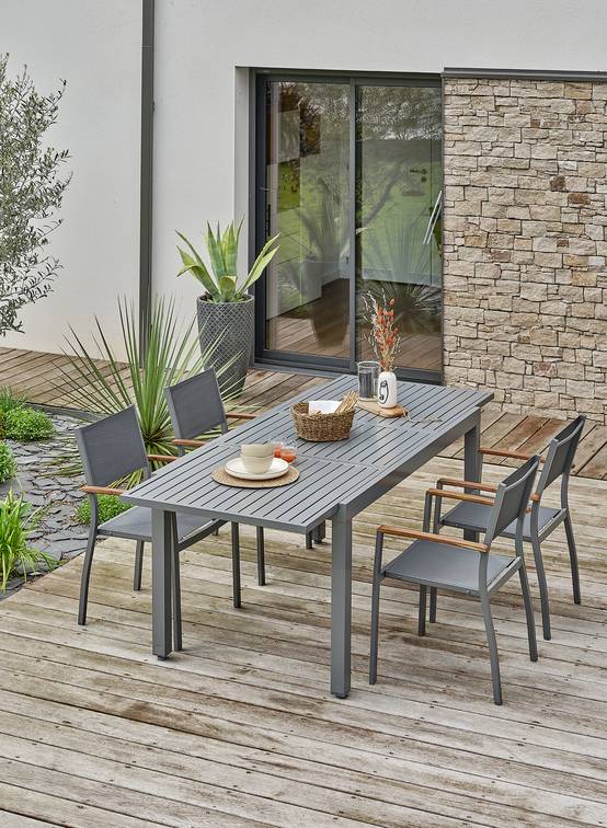 Ensemble repas de jardin ORSINO 4 places - GRIS ANTHRACITE - REMARQUABLE - Image 3