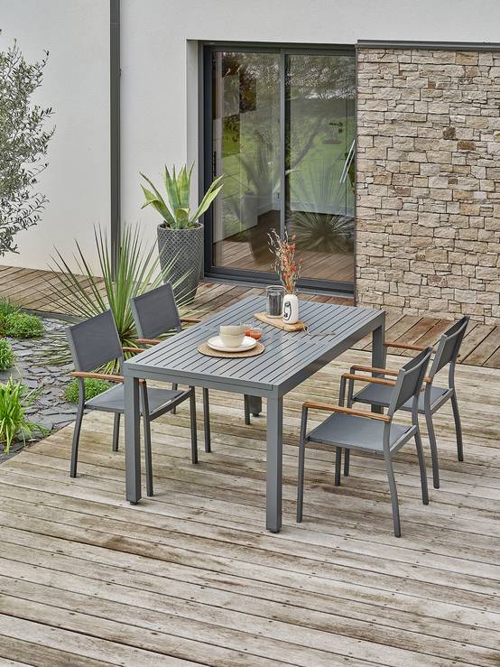 Ensemble repas de jardin ORSINO 4 places - GRIS ANTHRACITE - REMARQUABLE - Image 2