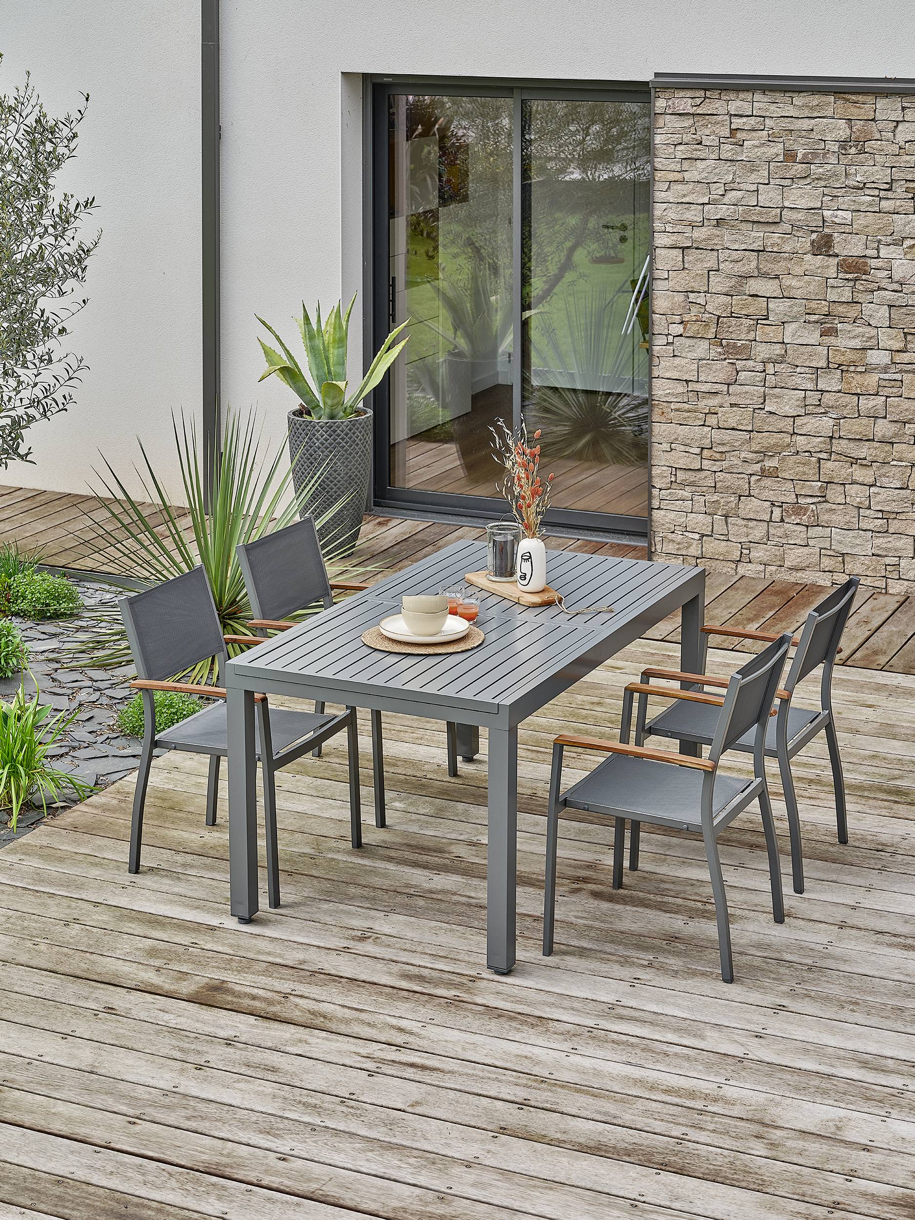 Ensemble repas de jardin ORSINO 4 places - GRIS ANTHRACITE - REMARQUABLE - Image 2