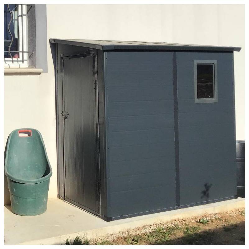 Abri de jardin adossé résine anthracite 2,09m² avec kit de fondation Jôbu - Image 5