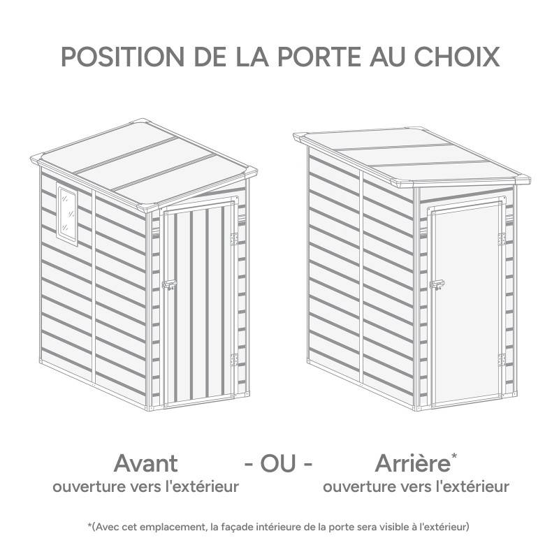 Abri de jardin adossé résine anthracite 2,09m² avec kit de fondation Jôbu - Image 3