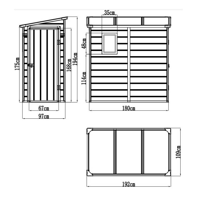 Abri de jardin adossé résine anthracite 2,09m² avec kit de fondation Jôbu - Image 4