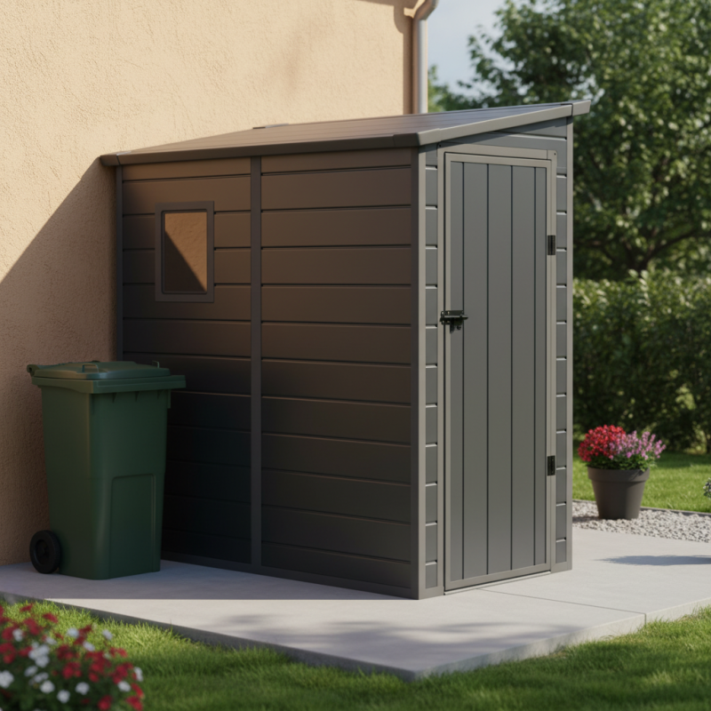 Abri de jardin adossé résine anthracite 2,09m² avec kit de fondation Jôbu - Image 6