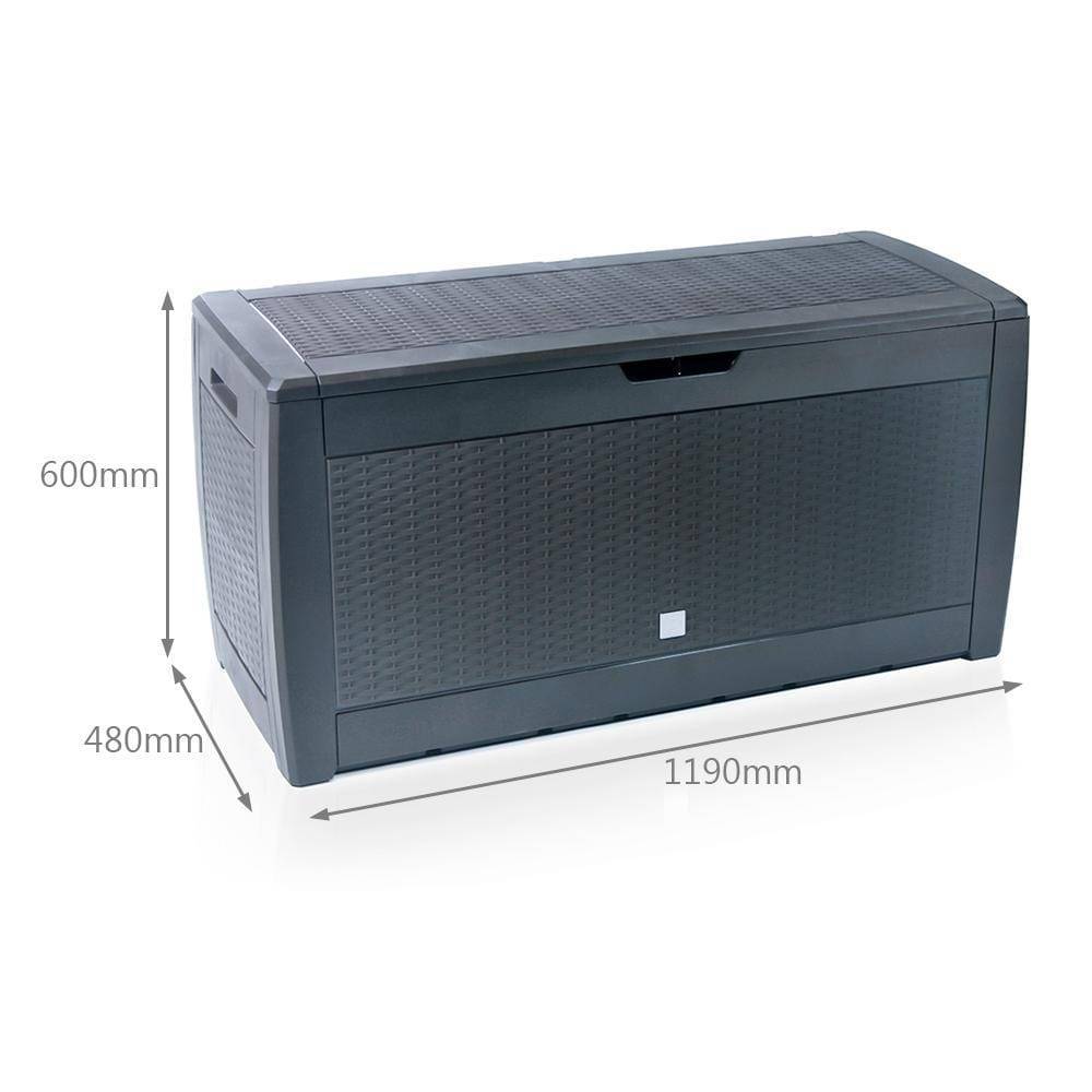 Coffre de Rangement Exterieur 310L  en PP 119x48x60CM Style Polyrotin Anthracite - Image 5
