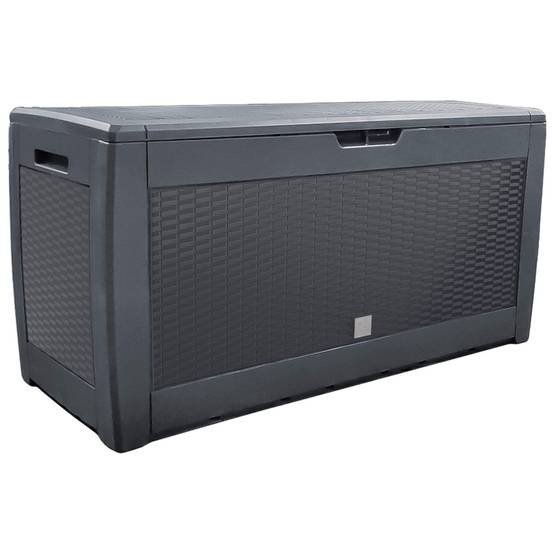 Coffre de Rangement Exterieur 310L en PP 119x48x60CM Style Polyrotin Anthracite - Image 1