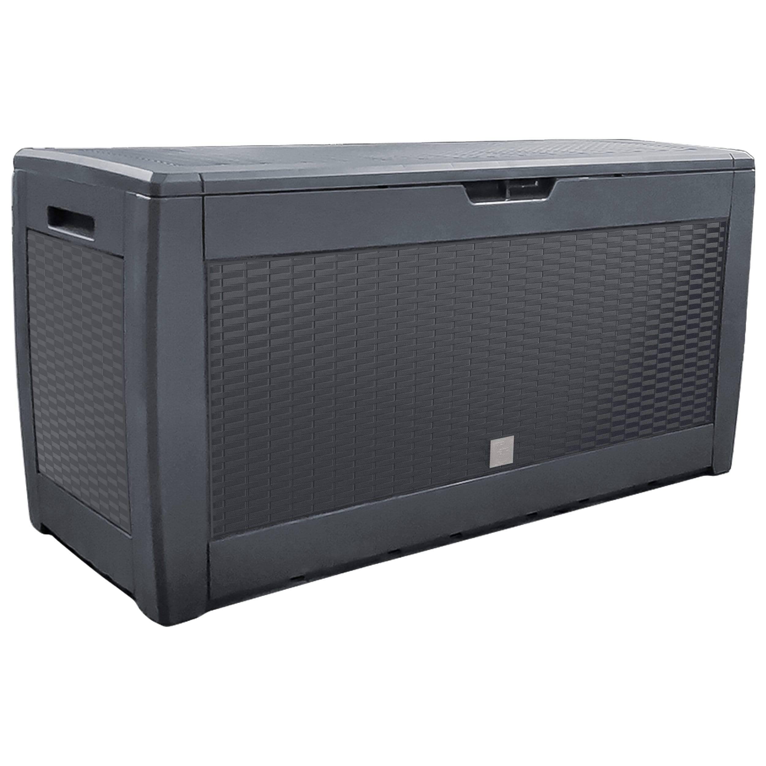 Coffre de Rangement Exterieur 310L  en PP 119x48x60CM Style Polyrotin Anthracite - Image 1