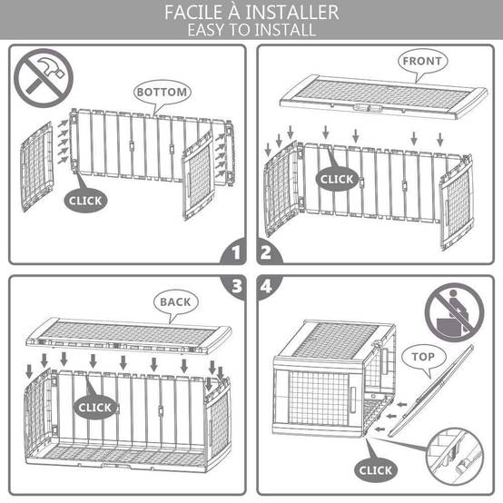 Coffre de Rangement Exterieur 310L en PP 119x48x60CM Style Polyrotin Anthracite - Image 6