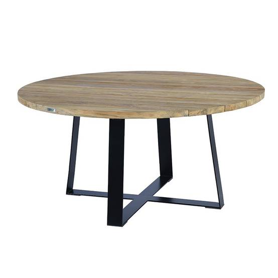 Table métal anthracite et teck recyclé D 160 cm Orsay - Gecko Jardin - Imagen 2