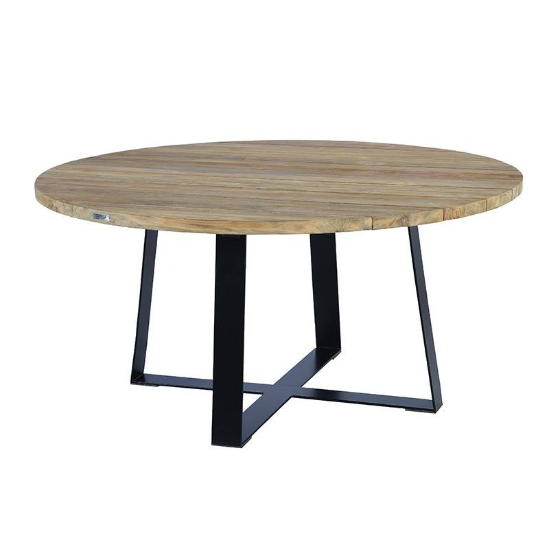 Table métal anthracite et teck recyclé D 160 cm Orsay - Gecko Jardin - Imagen 2