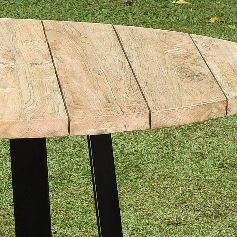 Table métal anthracite et teck recyclé D 160 cm Orsay - Gecko Jardin - Imagen 4