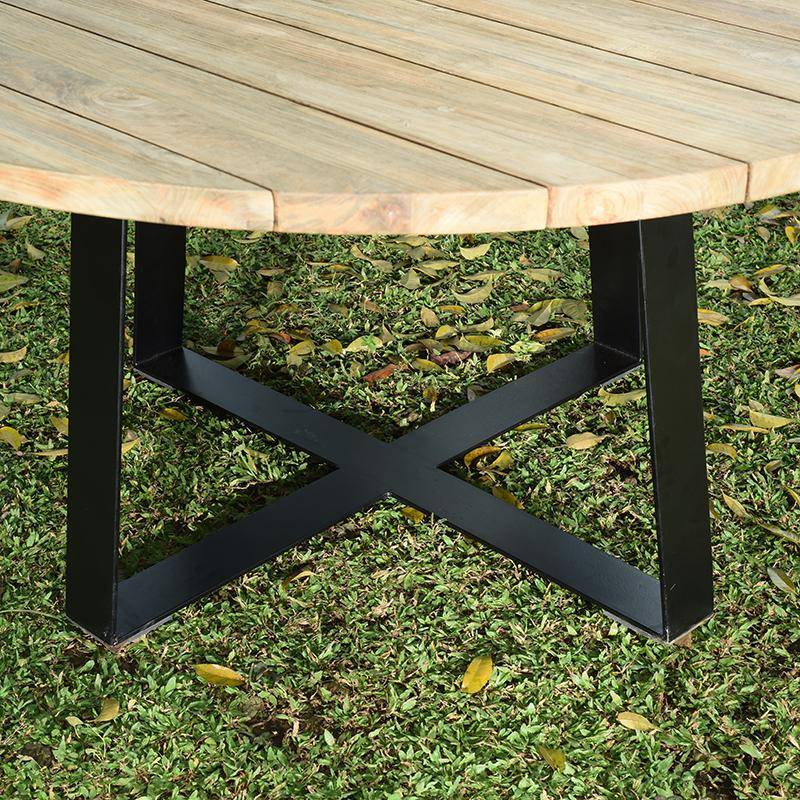 Table métal anthracite et teck recyclé D 160 cm Orsay - Gecko Jardin - Imagen 3