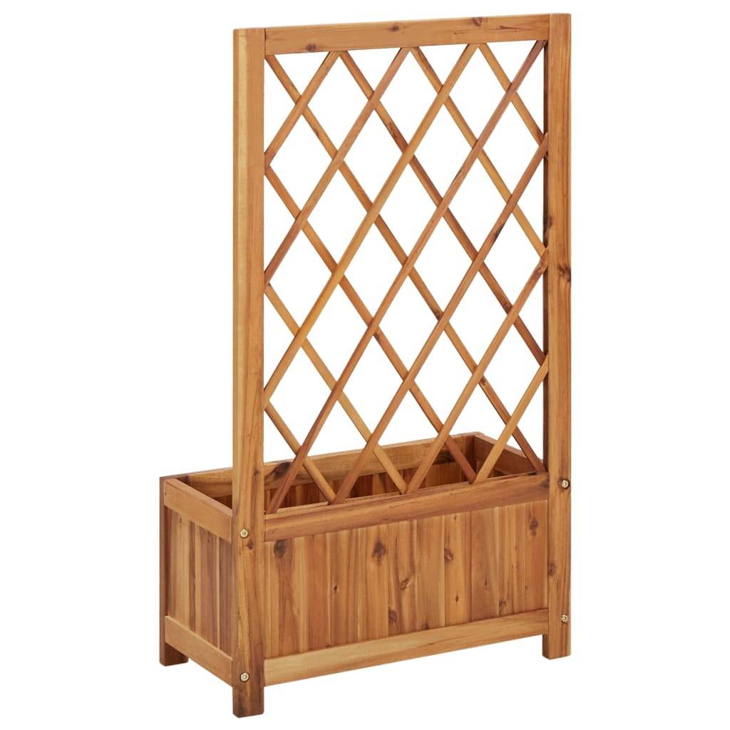 Helloshop26 - Jardinière lit surélevé plantes fleurs jardin 100 cm avec treillis bois massif d'acacia - Image 4