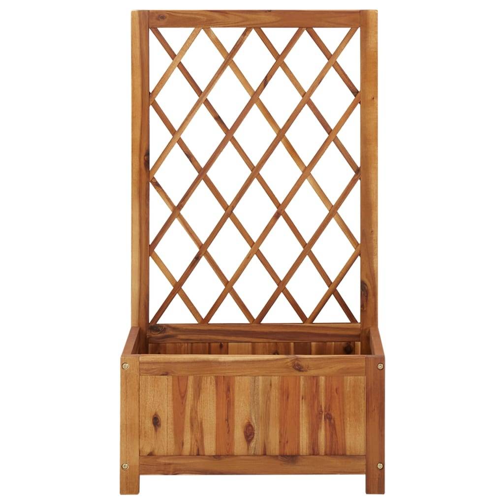 Helloshop26 - Jardinière lit surélevé plantes fleurs jardin 100 cm avec treillis bois massif d'acacia - Image 2