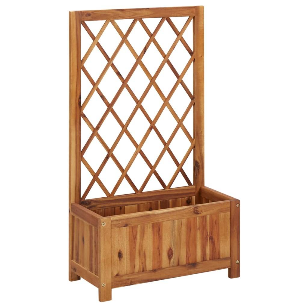 Helloshop26 - Jardinière lit surélevé plantes fleurs jardin 100 cm avec treillis bois massif d'acacia - Image 1