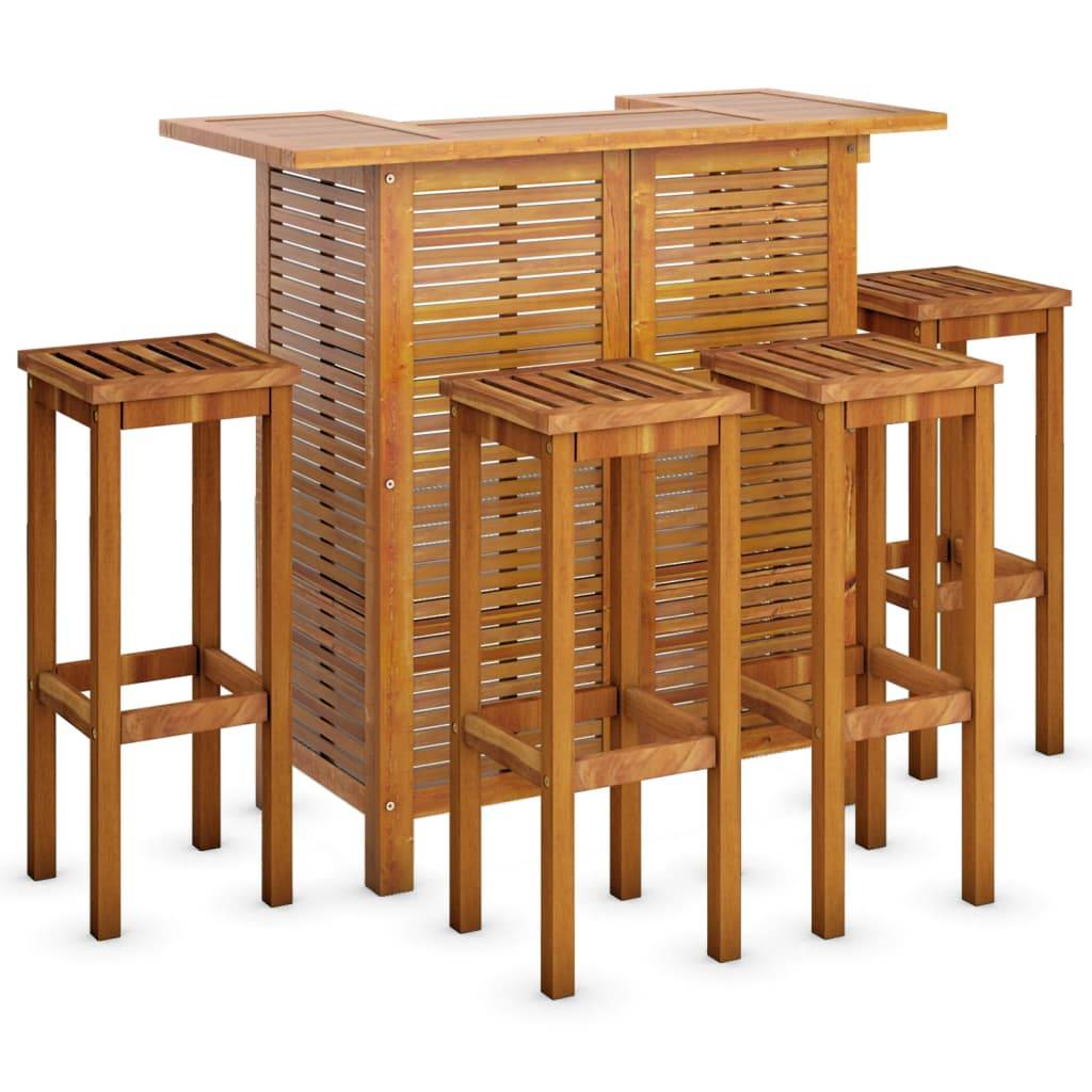 Helloshop26 - Ensemble de bar de jardin 5 pièces bois d'acacia massif - Imagen 1