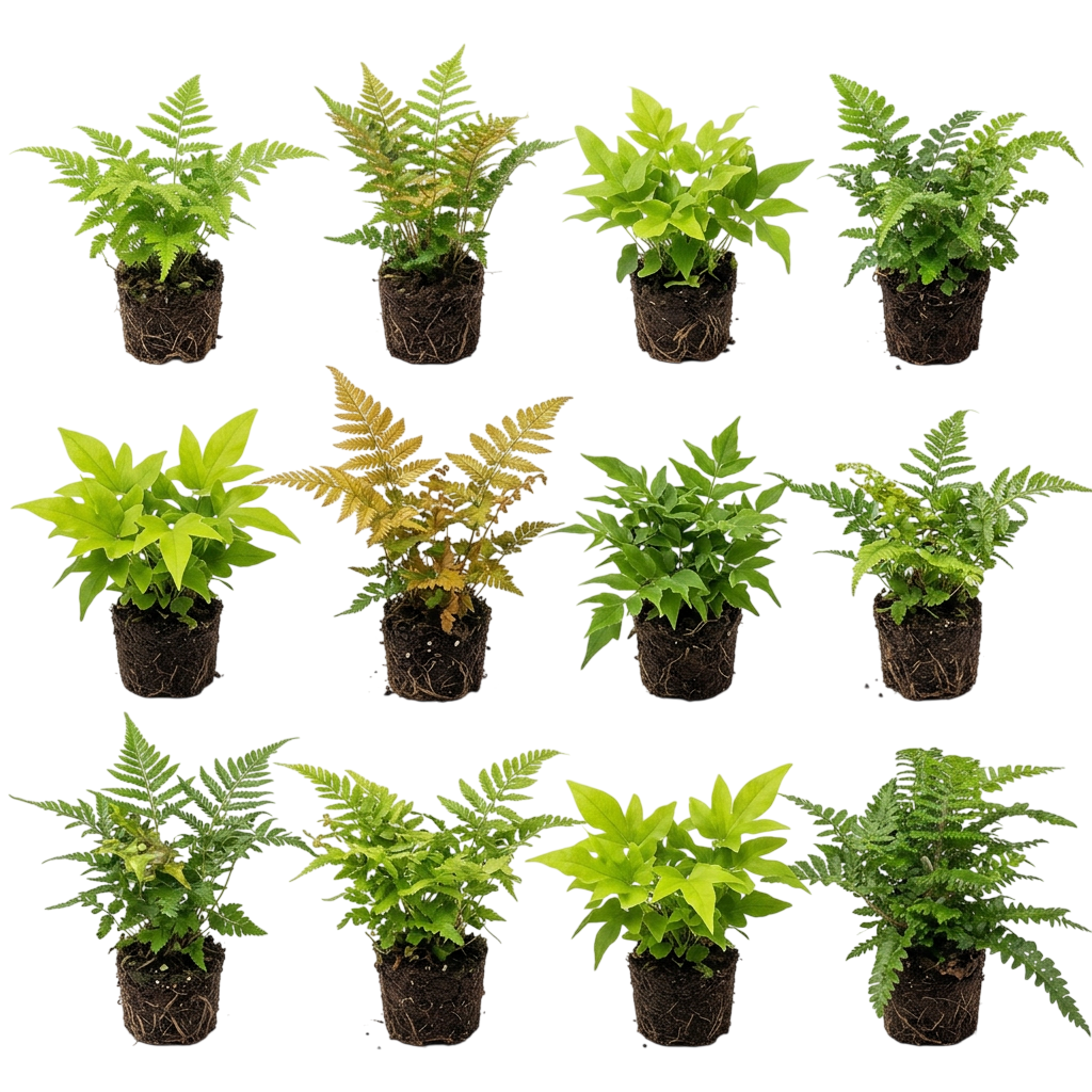 Fougère extérieure mélangée 12 plantes P9 - bord de bassin ombre rustique