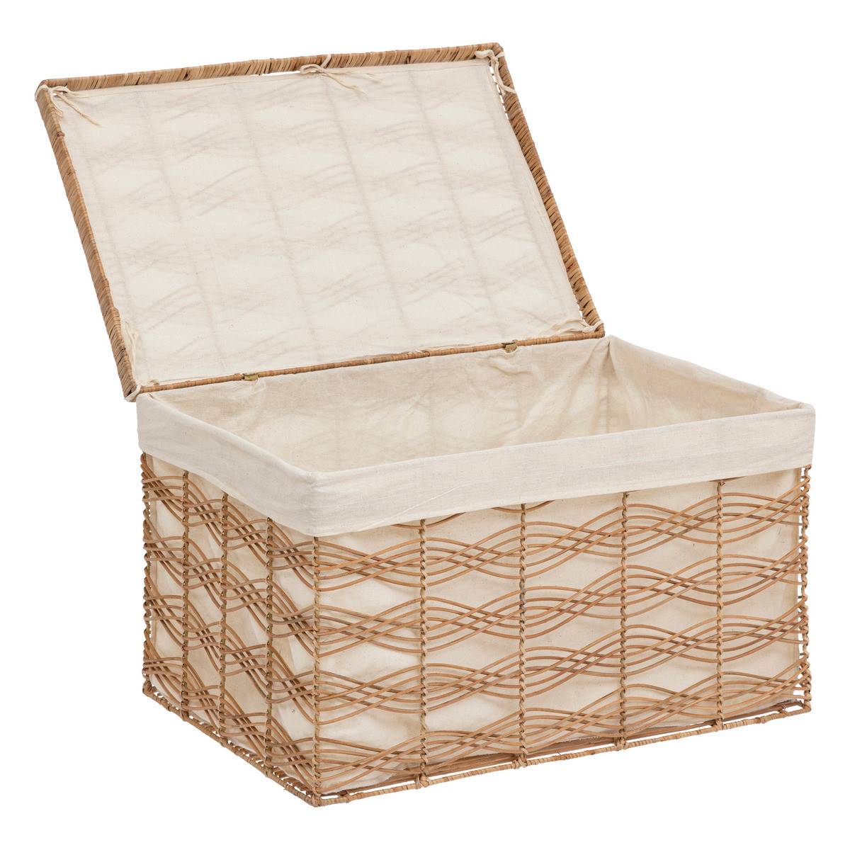 Set de 3 Malles de rangement en Fer et Rotin L 59 L 55 et L 50 cm - Imagen 2