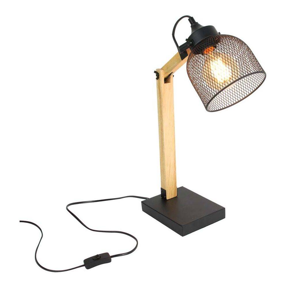 The Home Deco Light - Lampe de bureau style industriel métal et bois Noir - Image 3