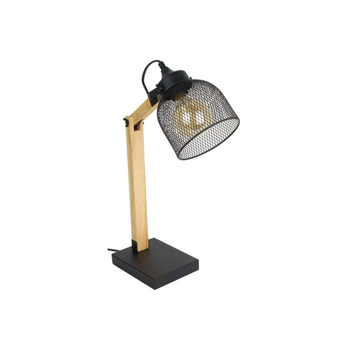 The Home Deco Light - Lampe de bureau style industriel métal et bois Noir - Image 1