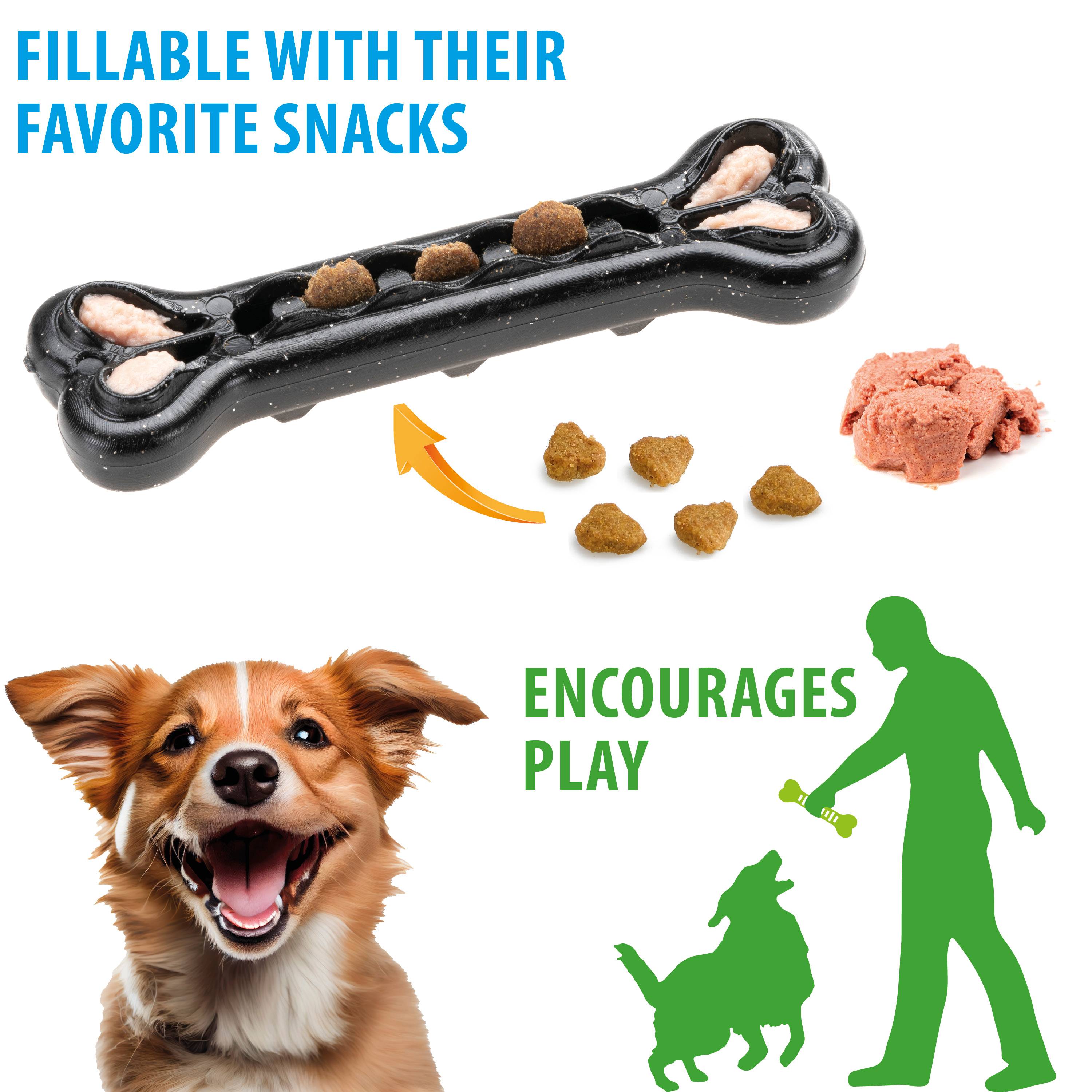Ferplast - Ferplast Jouet Chien, Os Distributeur Croquettes Friandises pour Chien, en Matériau Durable à Mâcher, Arôme de Viande, pour Hygiène Dentaire, SMILE Os - Imagen 3