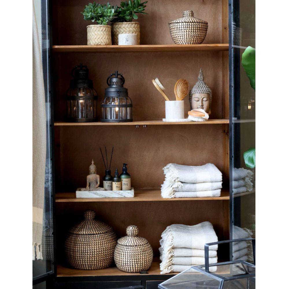 Chemin De Campagne - Armoire vitrine en bois de sapin noir et verre 100 x 40 x 195 cm Chemin de campagne - Imagen 5