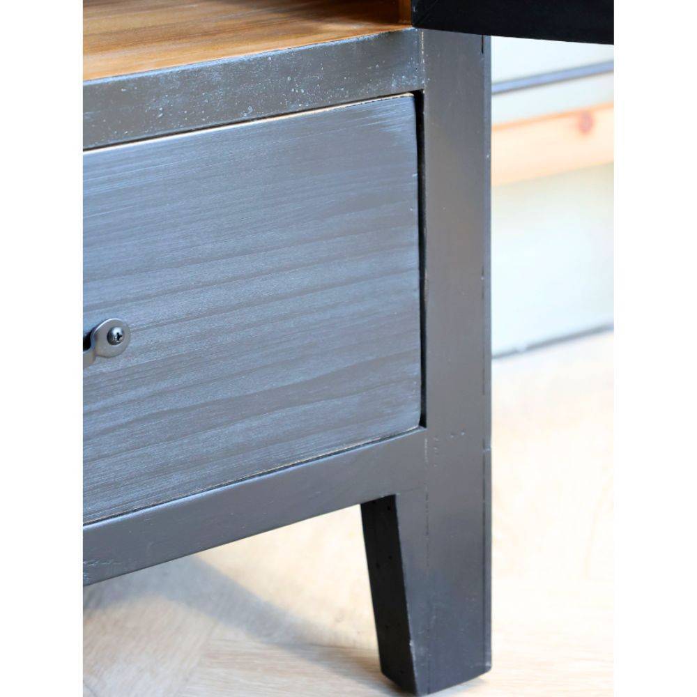 Chemin De Campagne - Armoire vitrine en bois de sapin noir et verre 100 x 40 x 195 cm Chemin de campagne - Imagen 7