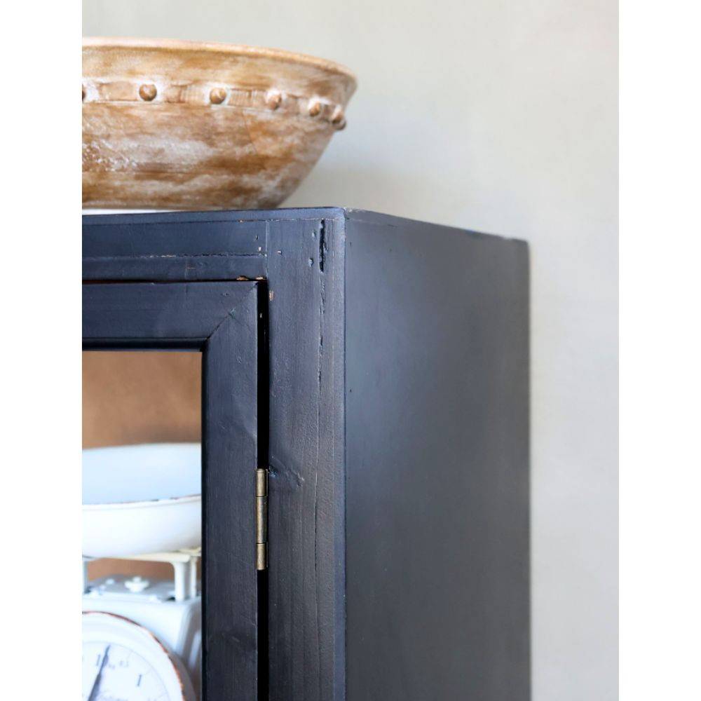 Chemin De Campagne - Armoire vitrine en bois de sapin noir et verre 100 x 40 x 195 cm Chemin de campagne - Imagen 6