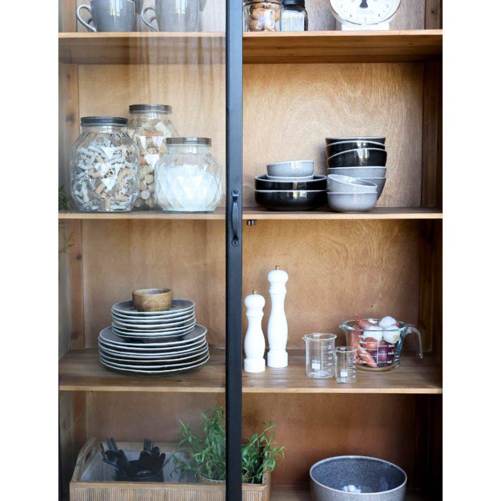 Chemin De Campagne - Armoire vitrine en bois de sapin noir et verre 100 x 40 x 195 cm Chemin de campagne - Imagen 4