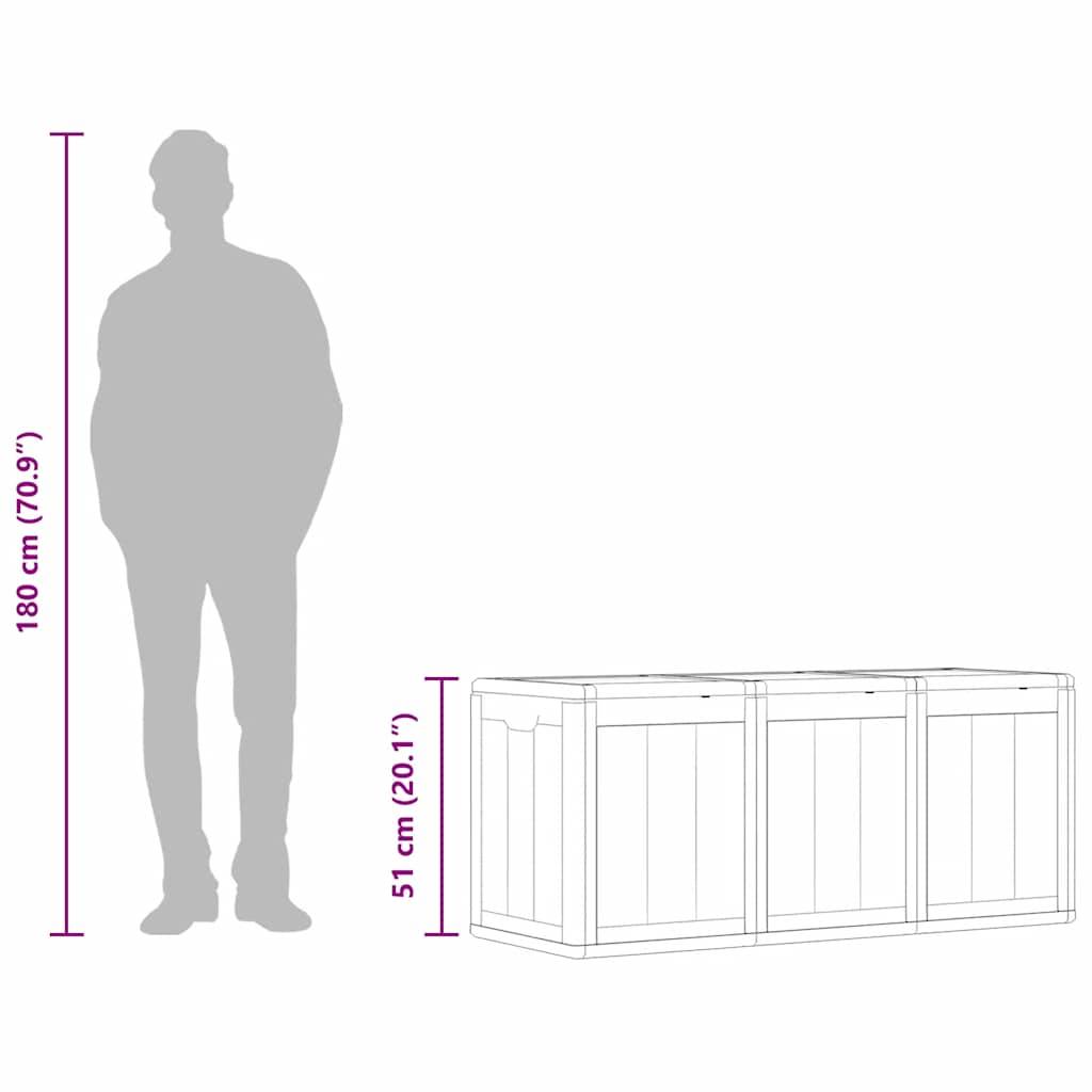 Coffre à Coussins Extérieur 270L Polypropylène Aspect Bois pour Jardin Gris 118.5x44.5x51 cm – ComfortXL Outdoor Living - Image 10