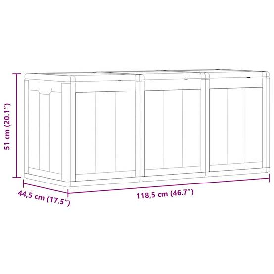 Coffre à Coussins Extérieur 270L Polypropylène Aspect Bois pour Jardin Gris 118.5x44.5x51 cm – ComfortXL Outdoor Living - Image 9