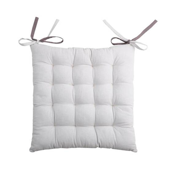 Lovely Casa - Galette de chaise bicolore - LOVELY CASA - Coton - Gris Perle - Image 1