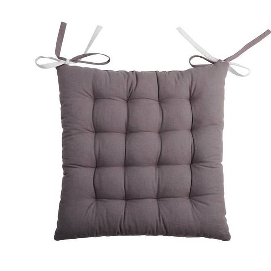 Lovely Casa - Galette de chaise bicolore - LOVELY CASA - Coton - Gris Perle - Image 3