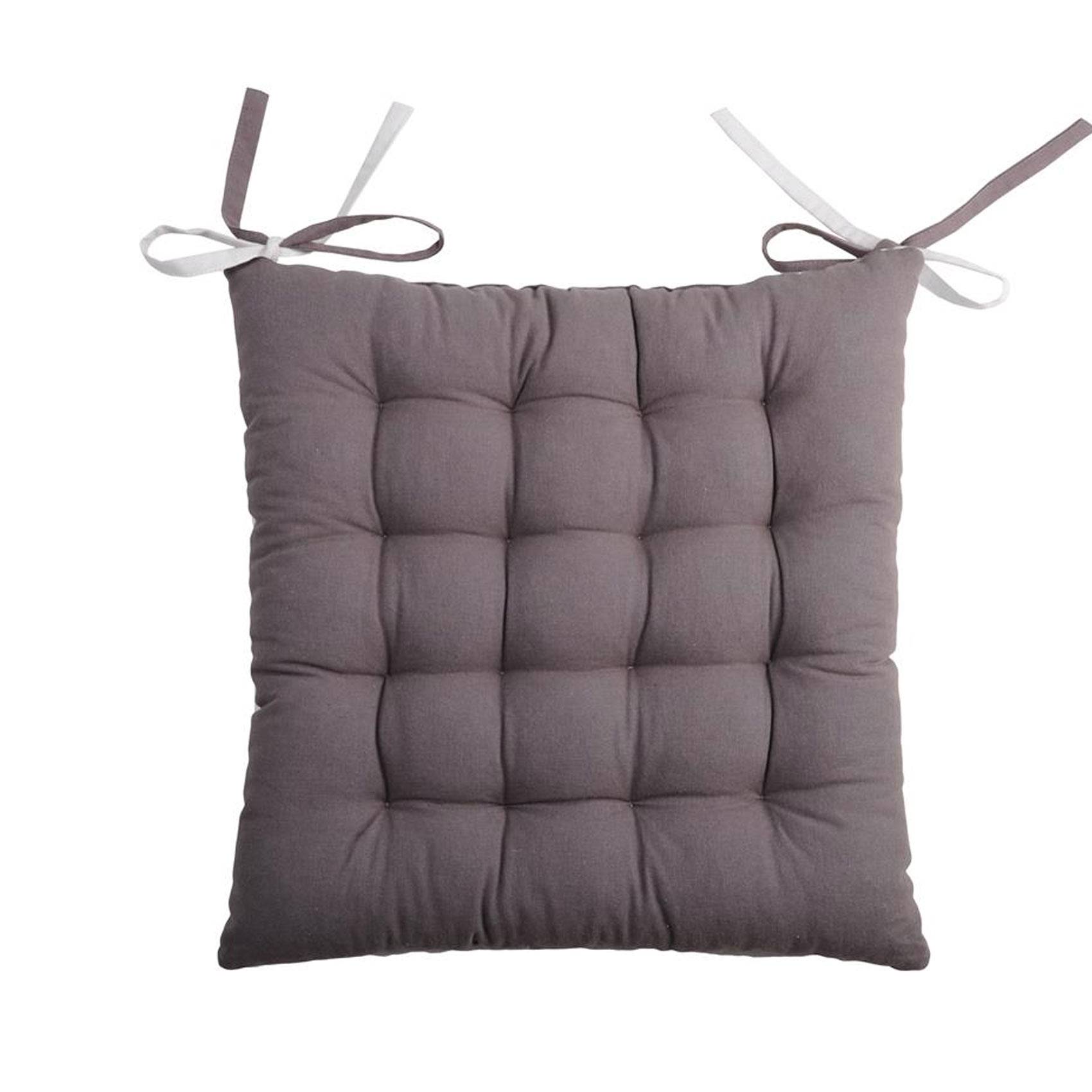 Lovely Casa - Galette de chaise bicolore - LOVELY CASA - Coton - Gris Perle - Image 3