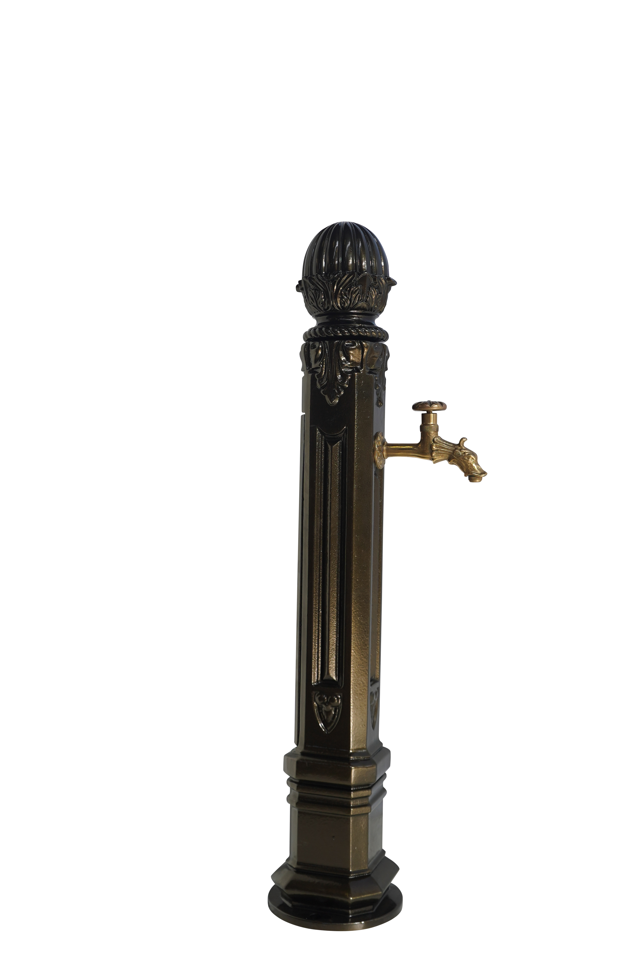 Fontaine borne griffon sans vasque vieux bronze avec robinet colvert Dommartin H. 102 cm X L. 17,5 cm - Imagen 2